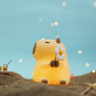 ดีไซน์โมเดิร์น ซิลิโคน แคปบาร่า ไนท์แลมป์ พกพา USB ชาร์จใหม่ แหล่งแสง LED การควบคุมสัมผัส ไฟสัตว์ สําหรับห้องนอน