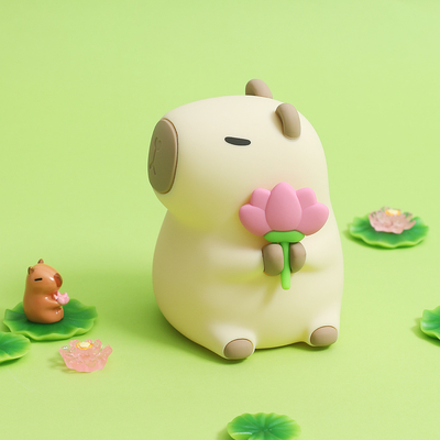 การ์ตูนที่ตลก Capybara ไฟกลางคืน ติดควบคุม 1200mAh สามารถชาร์จได้ ไฟกลางคืนนอน 7 สีเปลี่ยนได้