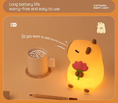ดีไซน์โมเดิร์น ซิลิโคน แคปบาร่า ไนท์แลมป์ พกพา USB ชาร์จใหม่ แหล่งแสง LED การควบคุมสัมผัส ไฟสัตว์ สําหรับห้องนอน
