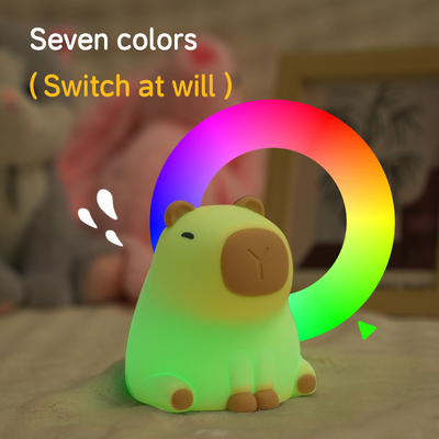 ใหม่ Cute Capybara สีซิลิโคน ไฟกลางคืน Usb Rechargeable Led Pat Lamp เวลา Dimming ตกแต่ง โต๊ะ นอน ไฟกลางคืน
