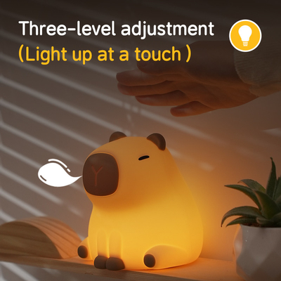 ใหม่ Cute Capybara สีซิลิโคน ไฟกลางคืน Usb Rechargeable Led Pat Lamp เวลา Dimming ตกแต่ง โต๊ะ นอน ไฟกลางคืน
