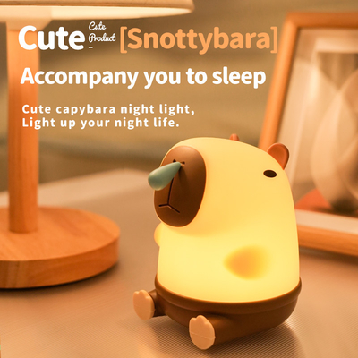 แสงโต๊ะ Snottybara น่ารัก สัตว์ สามารถชาร์จใหม่ได้ การ์ตูนสร้างสรรค์ แสงคืน Capybara ซิลิโคน