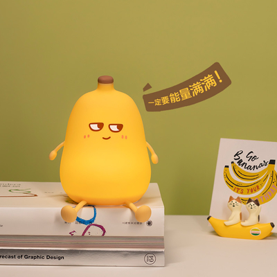 กล้วยน่ารัก การ์ตูน ผลไม้ LED ไฟกลางคืน โคมไฟซิลิโคน เคลียร์สัมผัสเซ็นเซอร์เวลา USB สามารถชาร์จได้ เด็ก ห้องนอน ของขวัญวันเกิด