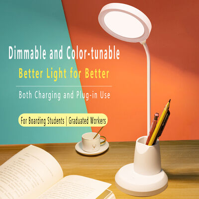 โคมไฟตั้งโต๊ะที่วางปากกาเรียบง่ายทันสมัย LED ชาร์จไฟได้ เสียบปลั๊ก ถนอมสายตา โคมไฟอ่านหนังสือสำหรับนักเรียนหอพักวิทยาลัย ระบบสัมผัส
