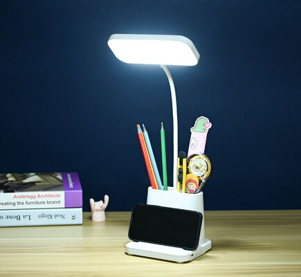 โคมไฟตั้งโต๊ะ LED พร้อมที่ใส่ปากกา - โคมไฟอ่านหนังสือถนอมสายตาสำหรับนักเรียน หอพัก ของขวัญขายส่ง ไฟกลางคืน