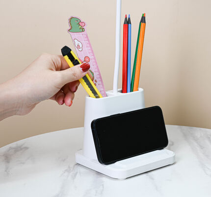 โคมไฟตั้งโต๊ะ LED พร้อมที่ใส่ปากกา - โคมไฟอ่านหนังสือถนอมสายตาสำหรับนักเรียน หอพัก ของขวัญขายส่ง ไฟกลางคืน