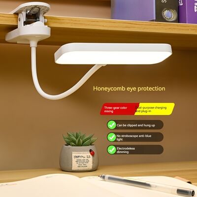 Modern LED Reading Desk Lamp with Three-Color Temperature Adjustment Square Plastic Shade Charging Function แหล่งไฟที่นําไปอ่านหนังสือแบบทันสมัย มีการปรับอุณหภูมิแบบสามสี สแควร์ พลาสติกชาร์จ